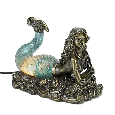 Bronze Polyresin Alluring Glow Beautiful Mermaid Table Lamp • $87