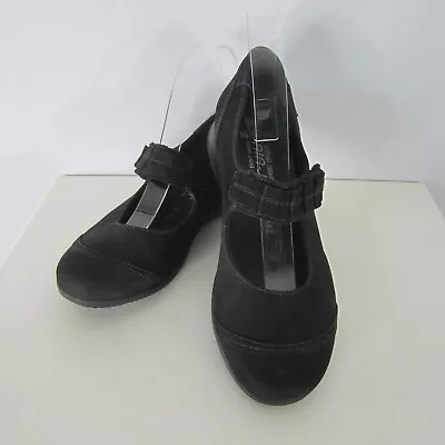 Mephisto Air-Jet Womens 7.5 Gerdina Black Nubuck Leather Mary Jane Flats EU 5 • $64.99