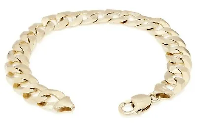 10k Yellow Gold Solid Flat Cuban Curb Link Chain Bracelet 7.5  9mm 14.2 Grams • $695.99