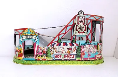 Vintage J. Chein Tin Litho Mechanical Wind Up Roller Coaster NO CARS Not Working • $60