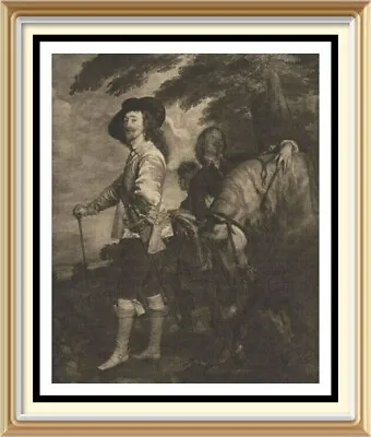 120+yr Old Antique VAN DYCK Art Print History British Royalty KING CHARLES • $1.93