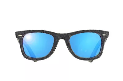Ray-Ban Wayfarer Unisex Sunglasses RB2140 1192/68 Black Square Blue Mirror 50mm • $117.60