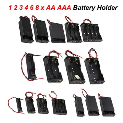 Battery Holder 1 2 3 4 6 8 X AA AAA Box Case Connector Open Or Enclosed • £1.75