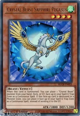 BLCR-EN053 Crystal Beast Sapphire Pegasus :: Ultra Rare 1st Edition Mint YuGiOh  • £0.99