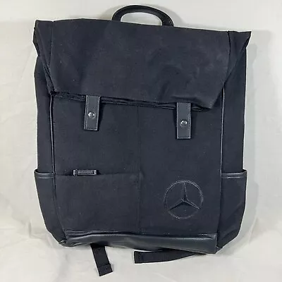 Mercedes Benz Black Canvas Leather Laptop Backpack Black With Logo • $39.99