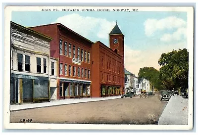 C1920 Main St. Showing Opera House Exterior View Building Norway Maine Postcard • $12.97