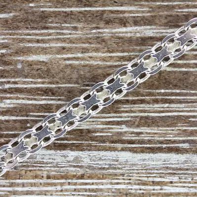 Vintage Double Sterling Silver 925 Chain Link Bracelet 7  Stack Southwest Retro • $23.80