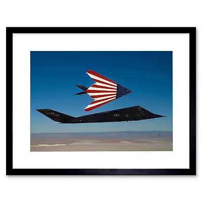 USAF F-117 Nighthawks American Flag Stealth Attack Aircraft Framed Art 12X16 • £11.99