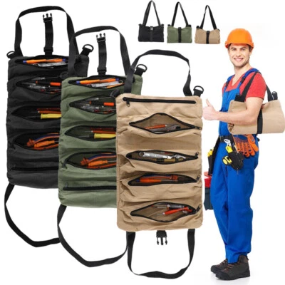 $14.75 • Buy Tool Roll Up Pouch Wrench Canvas Bag Organizer Tool Pockets Waterproof Tool Bag
