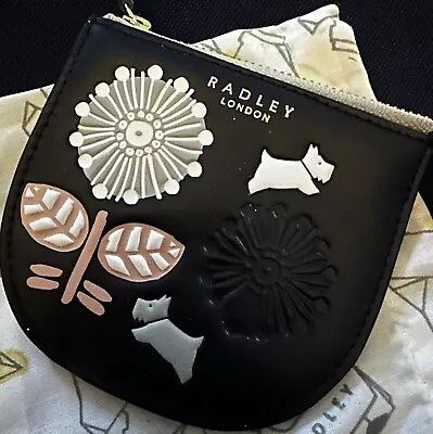 Radley Small Zip Keyring Purse Pouch • Floral Dog Design With Dust Bag • New • £18