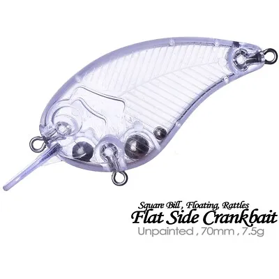 20PCS 7CM 7.5G Flat Side Body Rattle Crankbait Unpainted Bait Blank Fishing Lure • $19