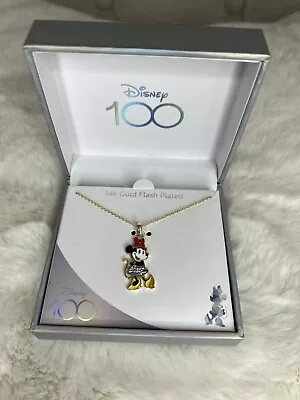 NIB Disney 100 Minnie Mouse 14kt Gold Flash Plated Necklace • $24.99