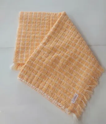 Vtg Cannon Bath Towel Peach Check Fringed 23  X41  100% Cotton Terry USA • $11.99