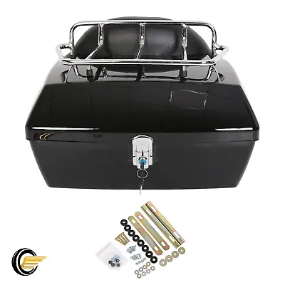 Motorcycle Trunk Tail Box Luggage Case W/Top Rack & Backrest For Yamaha Touring • $89