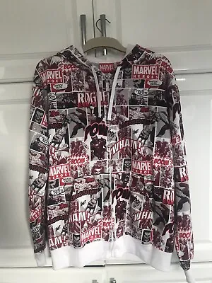 Marvel Heroes Zipped Hoodie Top Medium Red White Black Skater Hoody Comic Style • £12.99