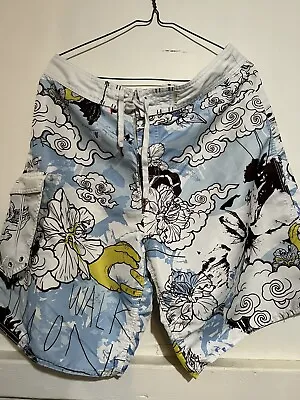 Quiksilver  Boardshorts Size 32 Board-riding Co Shorts All Over Print VINTAGE • $25