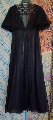$20 • Buy Women's VTG. Val Mode Black Peignoir Nylon Gown Robe Chiffon S 34B