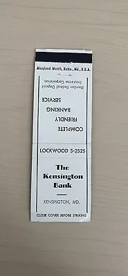 The Kensington Bank Kensington Maryland Vintage Matchbook Cover • $2.99