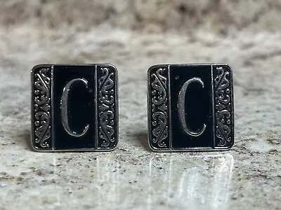 Mid Century Modern Monogram “C” Letter Silver Tone Cuff Links • $12.49