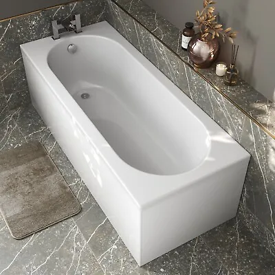Bathroom Single Ended 1800x750mm Curved Bath Front Panel Acrylic White Modern • £211.42