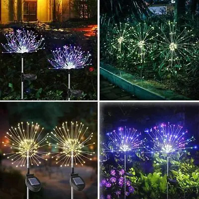 Solar Garden Fireworks Lamp Waterproof 90-150 Leds New H9k7 • £1.28