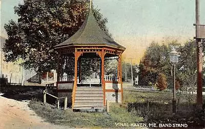 Vinalhaven Maine Band Stand Gazebo Street View Antique Postcard K32297 • $11