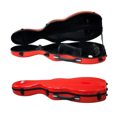 VIOLIN Case PAITITI Cello Shaped Full Size Red Fiber Glass Violin Case Strong • $129.99