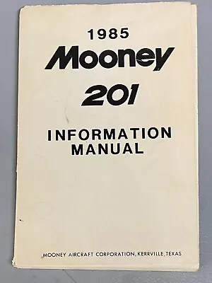 1985 Mooney ￼Aircraft 201 M20J Plane Pilots Information Manual #1531 RARE￼ • $38.69