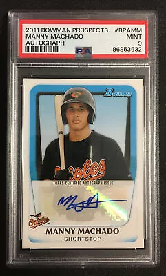 2011 Bowman Prospects Manny Machado Baltimore Orioles Rookie Auto Psa 9 Mint • $49.99