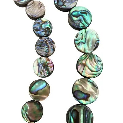 20 Pcs 8mm Natural Abalone Shell Coin Beads Loose Beads Charm  For Necklace • £8.21