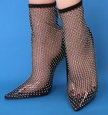 Mixx Shuz Women High Stiletto Heel Pinted Toe Rhinestone Sexy Party Shoes 6 • $28.99
