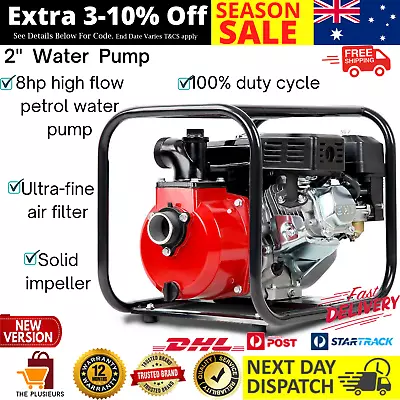 Giantz 8HP 2  2inch Petrol High Flow Water Transfer Pump Irrigation Fire Fighter • $193.04