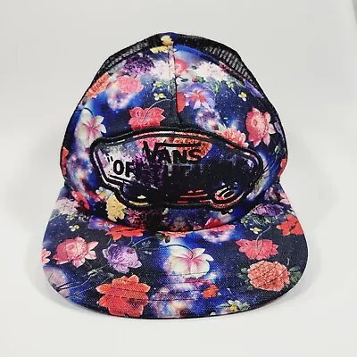 VANS Cap Hat Women’s Black Floral Off The Wall Trucker Mesh Adjustable Snapback • £11.34