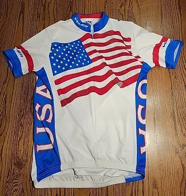Voler USA Cycling Jersey Men’s Medium American Flag Print White  • $21.99