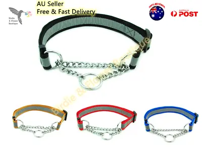 Martingale Dog Collar Training Reflective Nylon Pet Choke Collars Large Chain AU • $8.99