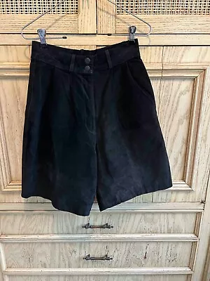 Vintage 80s David Hollis Black Suede Fully Lined High Waist Shorts • $45