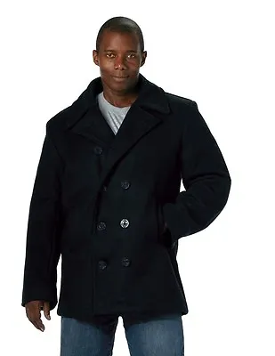 Mens Coat - Wool Blend US Navy Type Pea Coat Navy Blue By Rothco S M L XL 2X 3X • $108.99