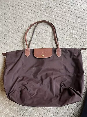 Longchamp Le Pliage Nylon Tote Shoulder Bag Brown With Brown Leather • $21