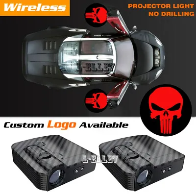 Wireless Red Punisher Skull Car Door Projector Laser Ghost Shadow Courtesy Light • $18.17