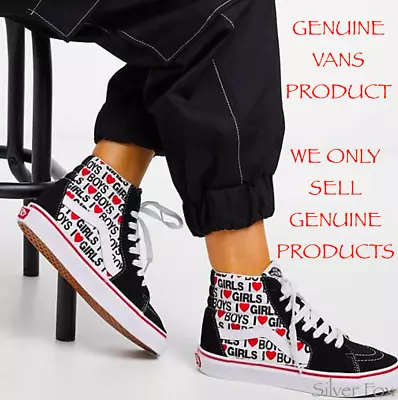 Vans Sk8 Hi I Heart Black White & Red Skate Shoes Sneakers Runners New With Tags • $39.95