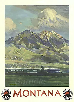 Vintage Montana Northern Pacific Rail A3 Poster Print • £6.94