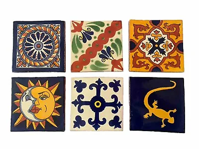 6 Ceramic Terra Cotta Wall Tiles 4.25  Decorative Mediterranean Floral • $20