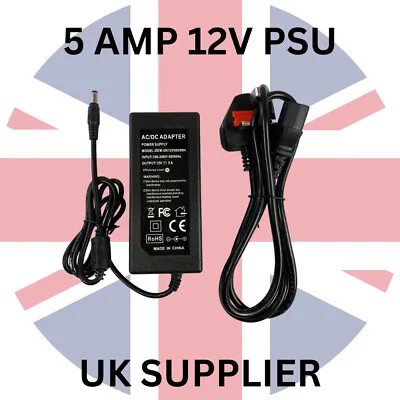 £9.99 • Buy CCTV Power Supply 5 Amp 5000ma PSU 2.1mm 12V DC 5A UK Plug Adaptor