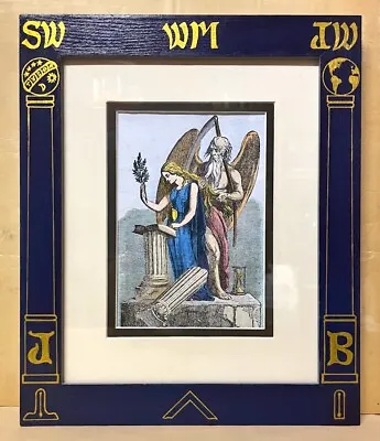3rd Degree Time & Virgin Hand-colored In Blue Lodge Masonic Frame * Freemasonry • $129.99