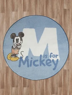Blue Disney Mickey Mouse Rug ‘M Is For Mickey’ Baby Infant Nursery Bedroom Gift • £18