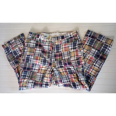 Berle Vintage Madras Patchwork Mens 38x30 Colorful Plaid Golf Pants Made In USA • $60