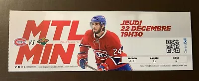 Minnesota Wild 2016 NHL Ticket Stub Vs Montreal Canadiens • $7.95
