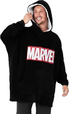 Marvel Hoodies For Men BLACK Fleece Oversized Hoodie Blanket Avengers Gifts • £31.49