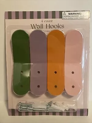 4 Pack Multicolor Modern Wall Hooks For Hanging Coat Towel Wall Mount & Hardware • $14.99