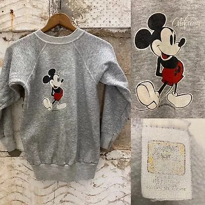 Vintage Mickey Mouse Sweatshirt Velva Sheen 1970s 1980s Gray Boys Girls • $19.99